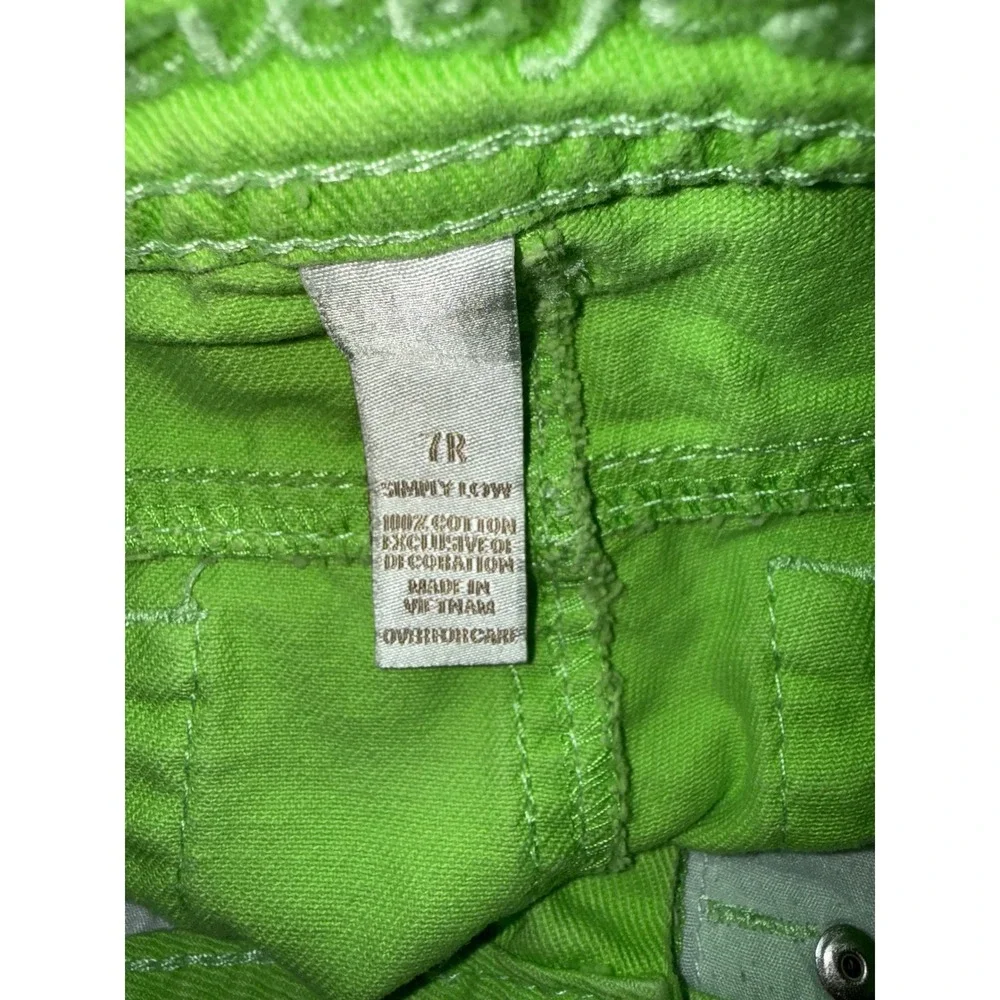 Justice Girls Neon Lime Green Denim Shorts Raw Hem Simply Low Size 7R